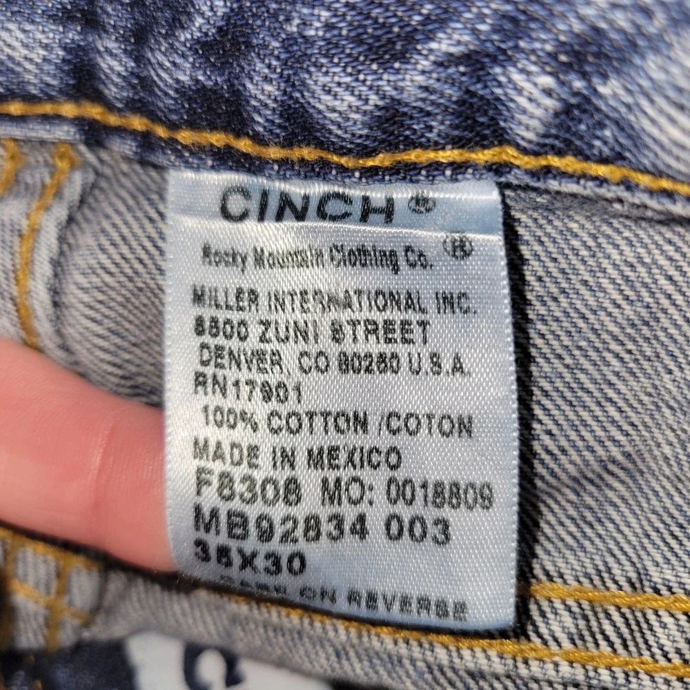 Cinch Jeans Mens 35x29 Blue Relaxed Fit Straight Leg Denim MB92834 003